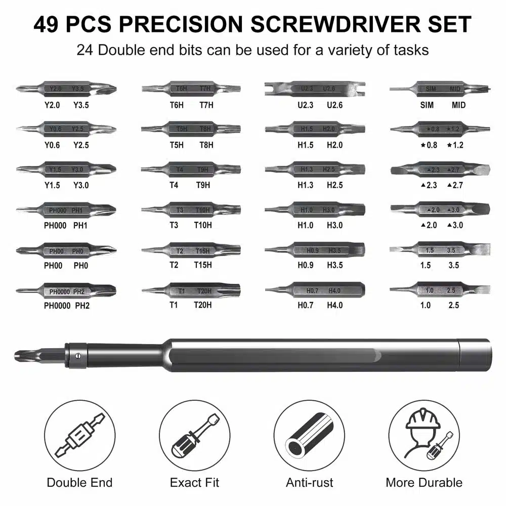 Schroevendraaier met 48-delig bit set – Precisie bits voor consoles, telefoons & reparatie - Afbeelding 2